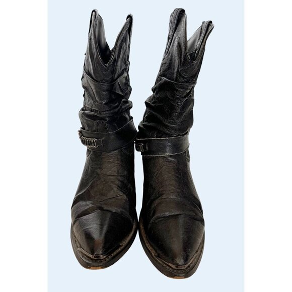 DINGO Women's Black Western Cowboy Slouch Boots Booties Size 7.5 - Picture 3 of 8